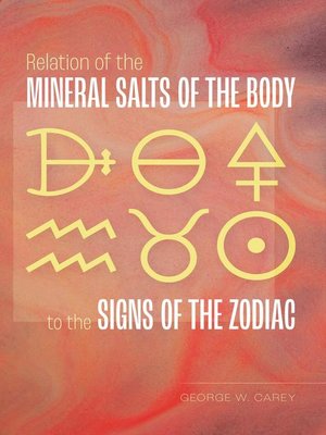 cover image of Relation of the Mineral Salts of the Body to the Signs of the Zodiac